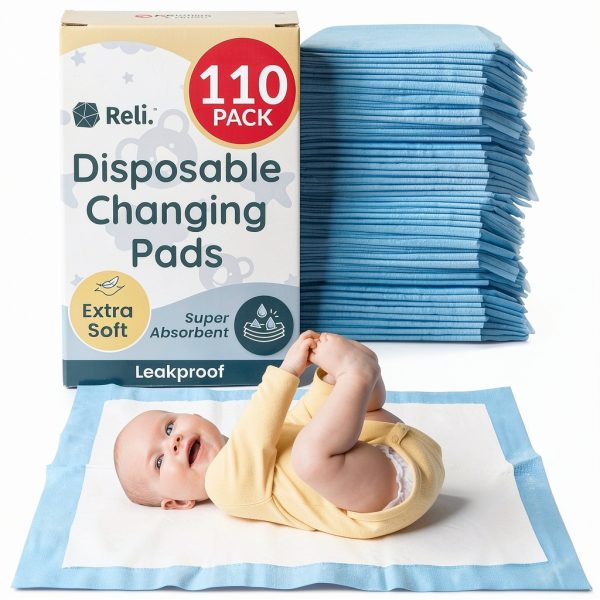 Disposable Changing Pads for Baby Blue/White 110 Pack-0