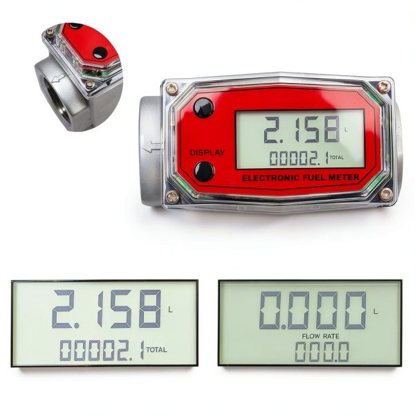 BORRITT 1 INCH Turbine Flowmeter Accurate LCD Display Aluminum Housing-1