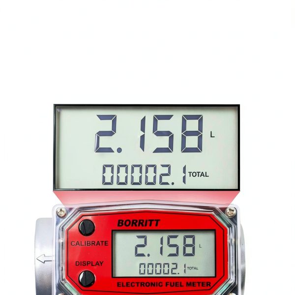 BORRITT 1 INCH Turbine Flowmeter Accurate LCD Display Aluminum Housing-4