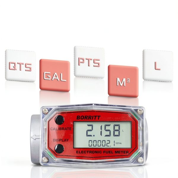 BORRITT 1 INCH Turbine Flowmeter Accurate LCD Display Aluminum Housing-5