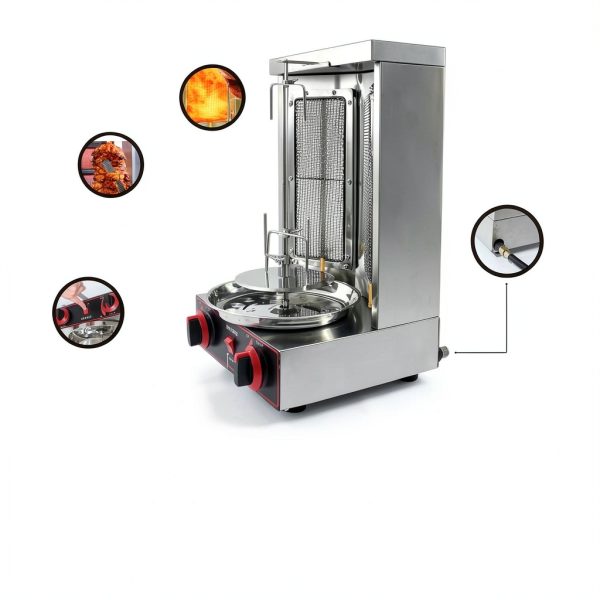 Shawarma Machine Foodizio 220V Vertical Rotisserie with Dual Burners-3