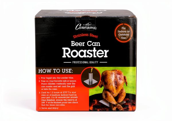 Camerons Christmas Beer Can Roaster Stainless Steel Grill Rotisserie-7