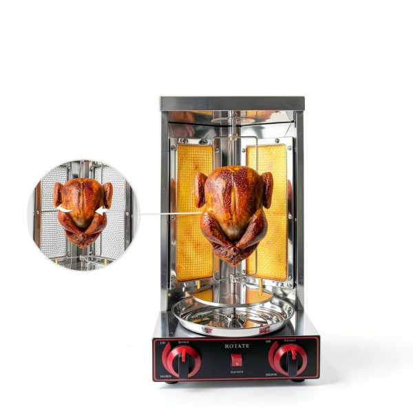 Shawarma Machine Foodizio 220V Vertical Rotisserie with Dual Burners-4