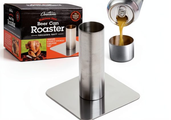 Camerons Christmas Beer Can Roaster Stainless Steel Grill Rotisserie-8