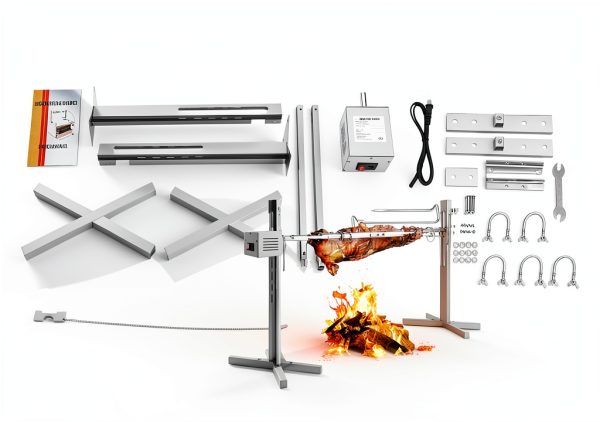Electric BBQ Rotisserie Grill Kit JIAOYINZI 53" 88lb Adjustable Stand-2