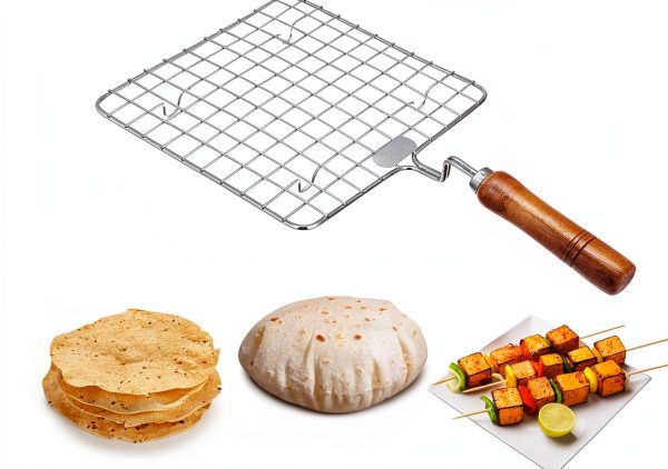 Papad Jali Stainless Steel Wire Roaster SHRIYA Roti Grill with Handle-4