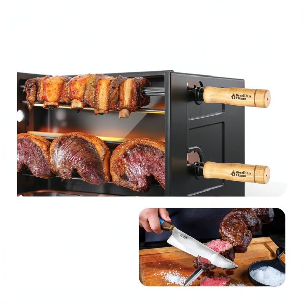 Electric Rotisserie Oven Brazilian Flame Grill Auto Rotating Skewers-2