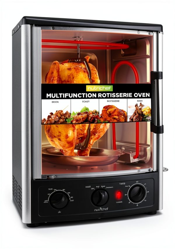 NutriChef Rotisserie Countertop Oven 24 Quart Black Convection-0