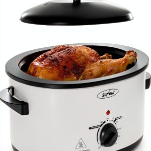 Sunvivi 8-Quart Roaster Oven with Self-Basting Lid - White-0
