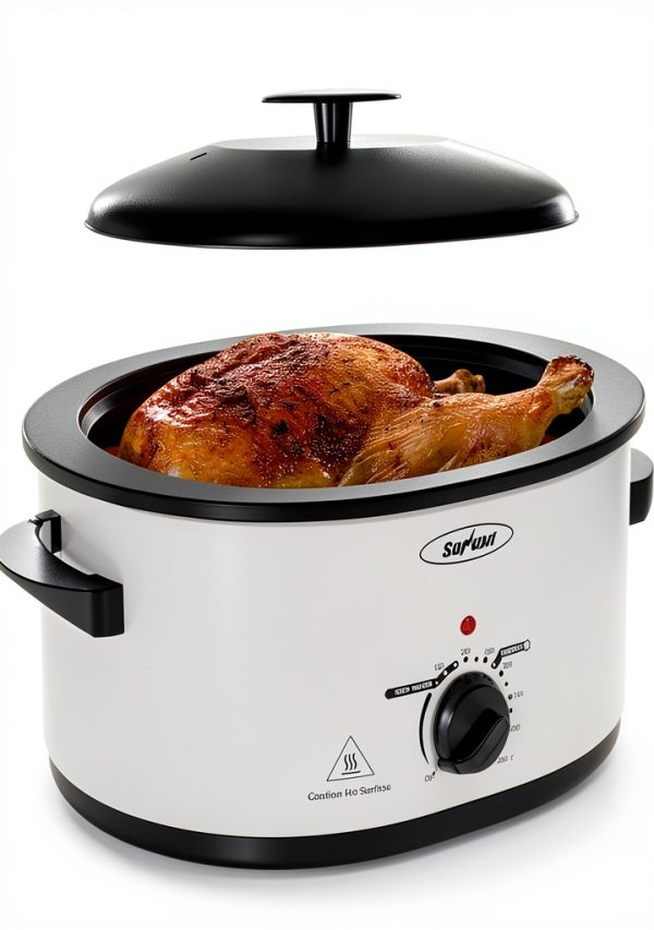 Sunvivi 8-Quart Roaster Oven with Self-Basting Lid - White-0