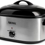 AROMA 22Qt Roaster Oven with Self-Basting Lid Stainless Steel Black-0