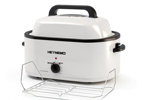 26Qt Turkey Roaster Oven HEYNEMO 1450W Stainless Steel White-5