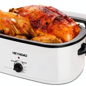 26Qt Turkey Roaster Oven HEYNEMO 1450W Stainless Steel White-0