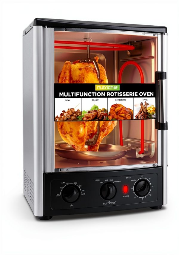 NutriChef Rotisserie Countertop Oven 24 Quart Black Convection-8
