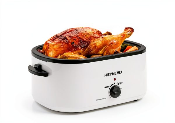 26Qt Turkey Roaster Oven HEYNEMO 1450W Stainless Steel White-4