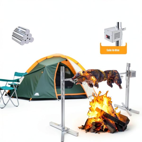 Electric BBQ Rotisserie Grill Kit JIAOYINZI 53" 88lb Adjustable Stand-3