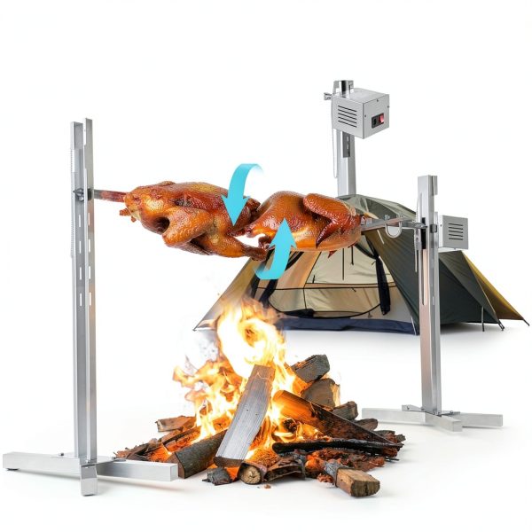Electric BBQ Rotisserie Grill Kit JIAOYINZI 53" 88lb Adjustable Stand-5