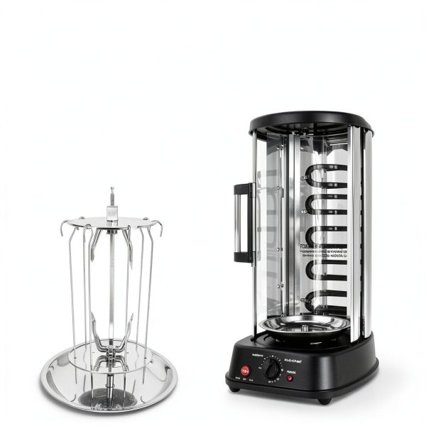 NutriChef Vertical Rotating Shawarma Oven - Rotisserie, Shawarma, & Kebab Machine - Stain-Resistant, Energy-Efficient - Heat-Resistant Door - Includes Kebab Rack with 7 Skewers - Stainless Steel-4