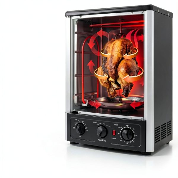 NutriChef Rotisserie Countertop Oven 24 Quart Black Convection-3