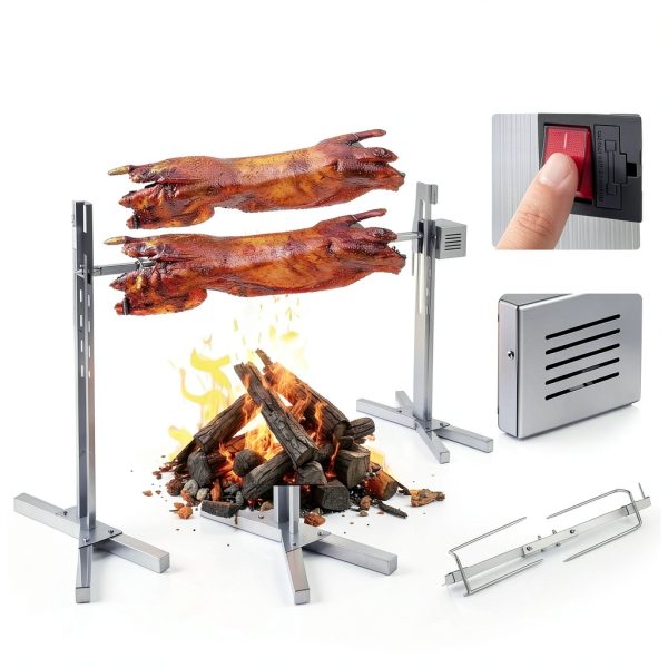Electric BBQ Rotisserie Grill Kit JIAOYINZI 53" 88lb Adjustable Stand-7