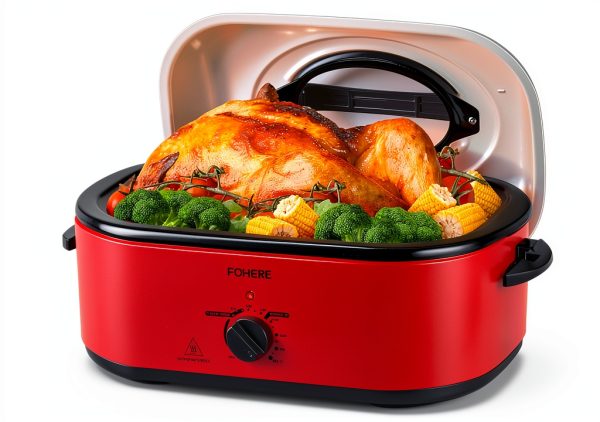 Electric Roaster Oven FOHERE 26QT Large Turkey Roaster Red-0