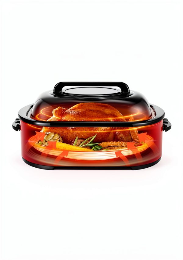 Electric Roaster Oven FOHERE 26QT Large Turkey Roaster Red-2