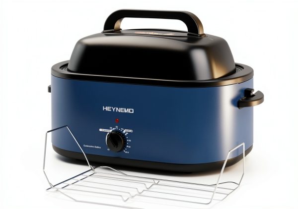 26QT Electric Roaster Oven, Electric Turkey Roaster with Viewing & Self-basting Lid, Stainless Steel Turkey Roaster Oven, Blue-4